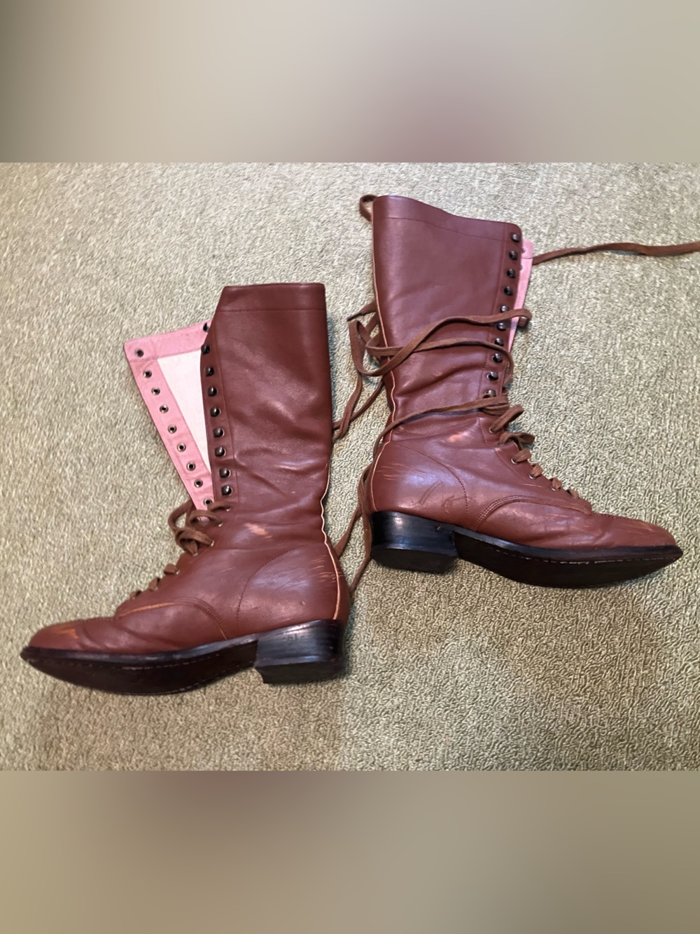 American Duchess “Bessie” Aviator Boots in Tan - Picture 3 of 11